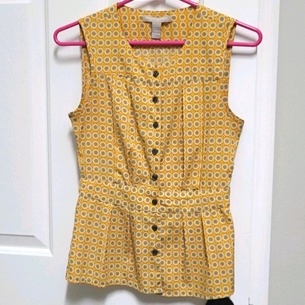 Banana Republic Yellow/Gray Peplum Top